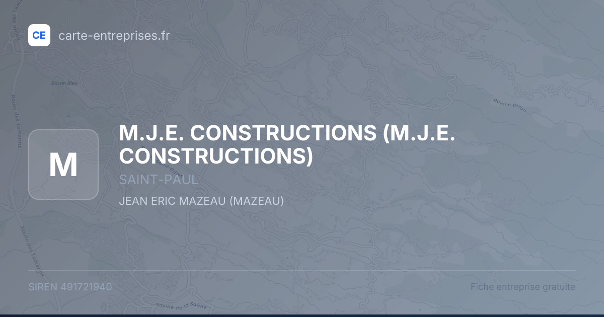 M.J.E. CONSTRUCTIONS — 491721940 — fiche entreprise