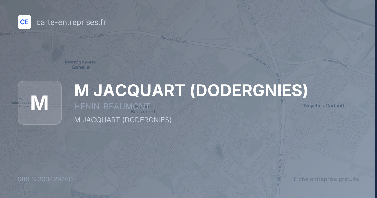 M JACQUART (DODERGNIES) — 303429260 — fiche entreprise