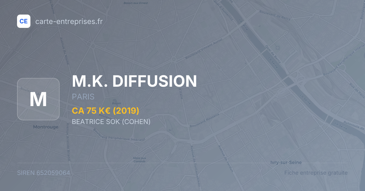 M.K. DIFFUSION — 652059064 — fiche entreprise