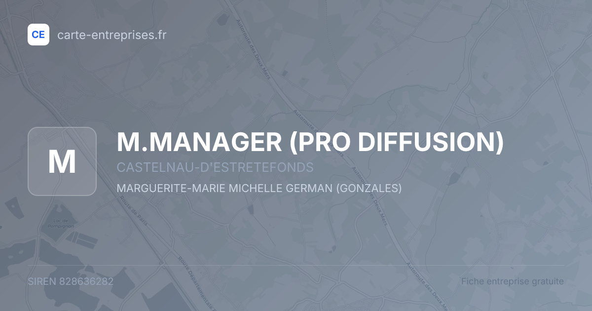 M.MANAGER (PRO DIFFUSION) — 828636282 — fiche entreprise