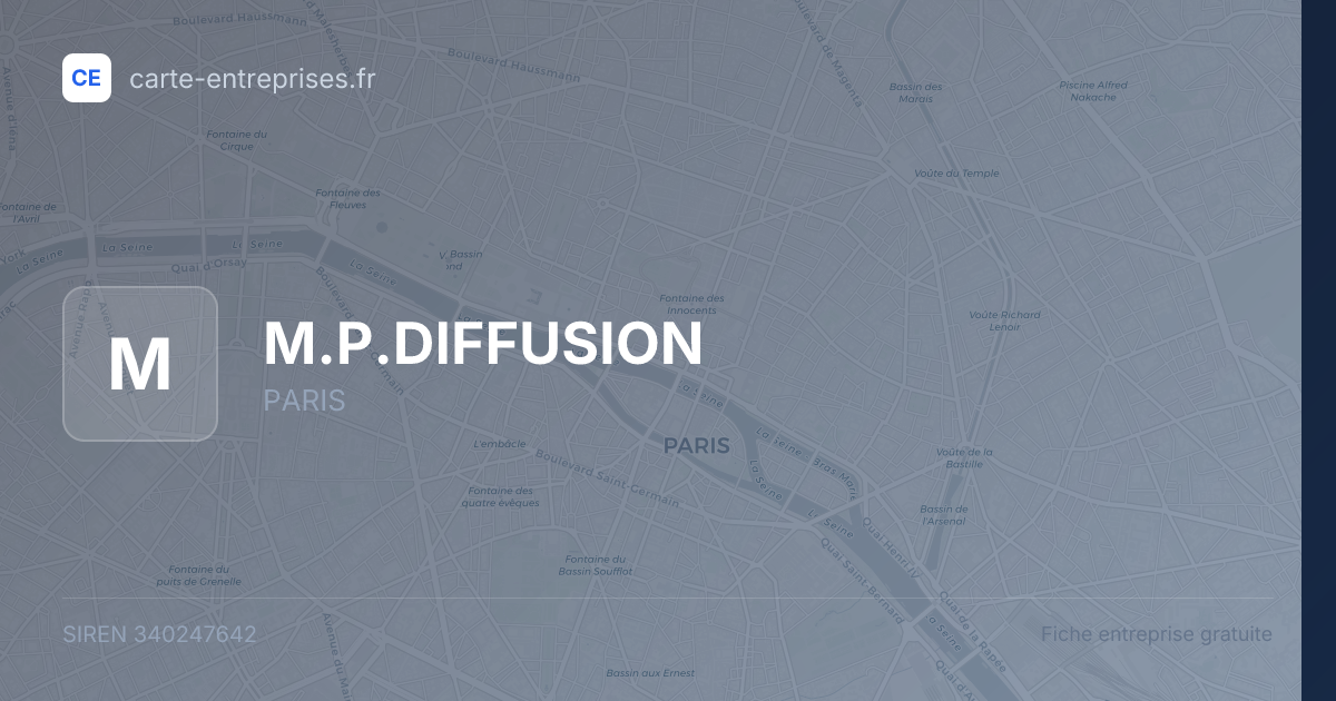 M.P.DIFFUSION — 340247642 — fiche entreprise