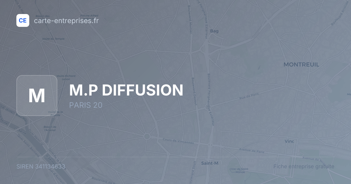 M.P DIFFUSION — 341134633 — fiche entreprise