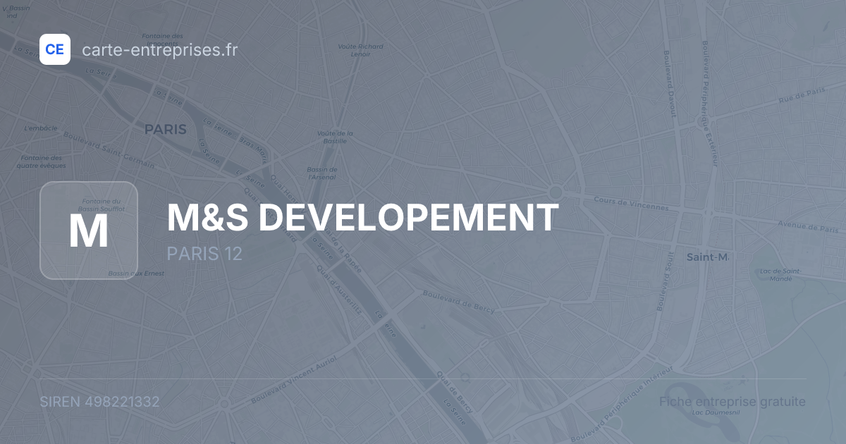 M&S DEVELOPEMENT — 498221332 — fiche entreprise
