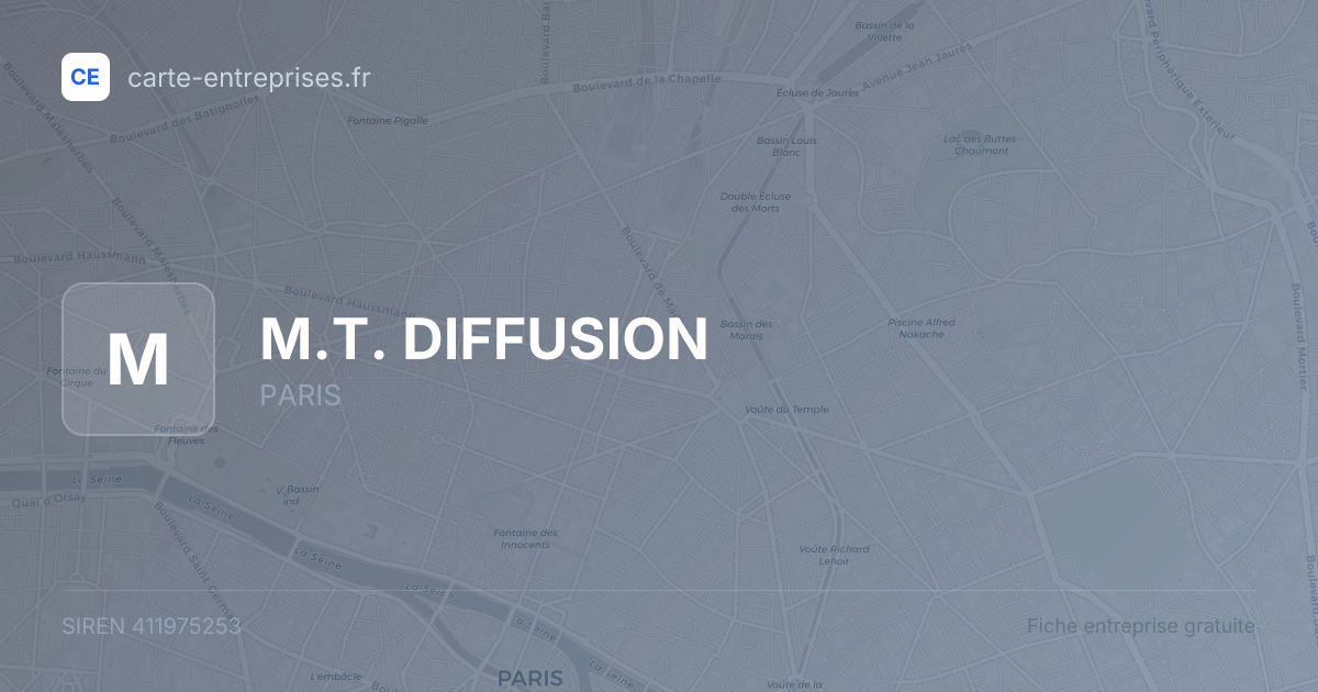 M.T. DIFFUSION — 411975253 — fiche entreprise
