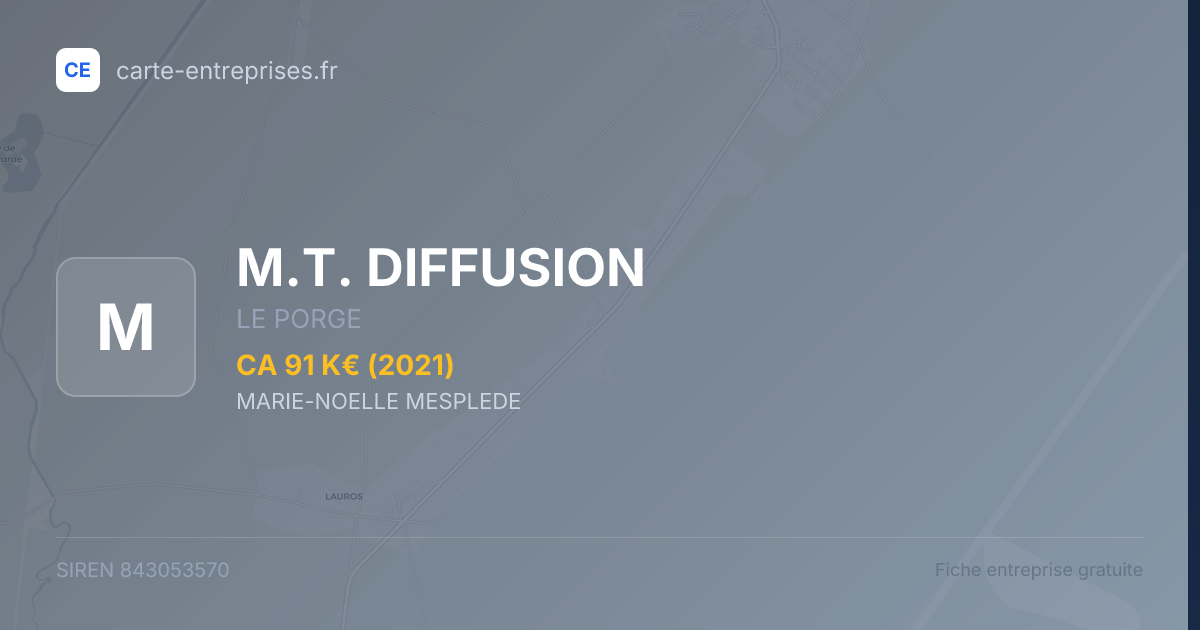 M.T. DIFFUSION — 843053570 — fiche entreprise