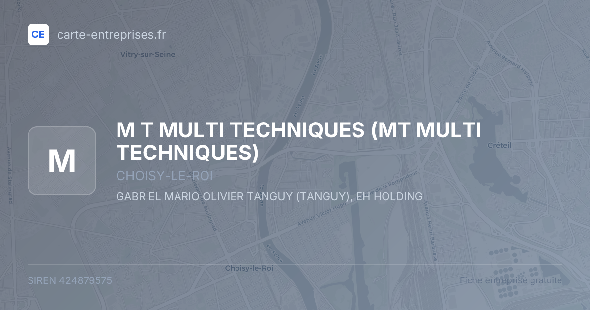 M T MULTI TECHNIQUES (MT MULTI TECHNIQUES) — 424879575 — fiche entreprise
