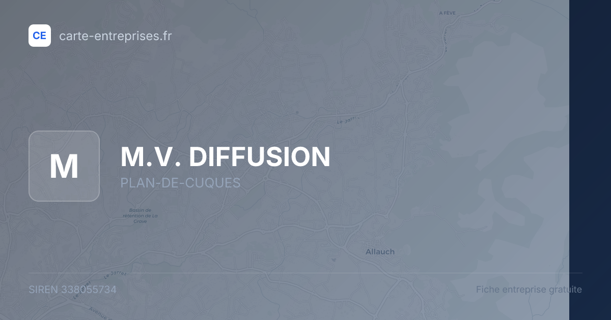M.V. DIFFUSION — 338055734 — fiche entreprise