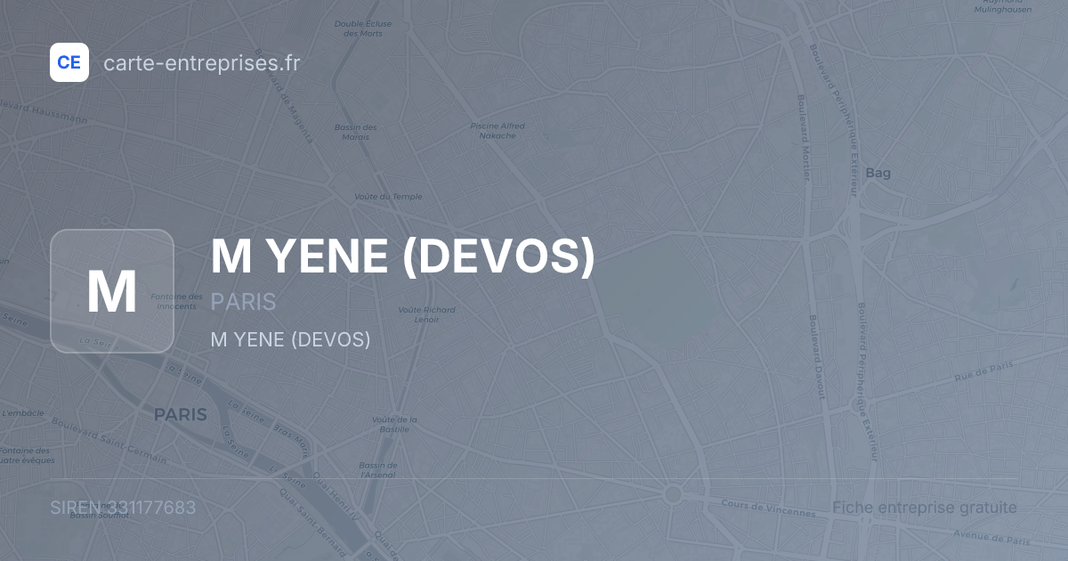 M YENE (DEVOS) — 331177683 — fiche entreprise