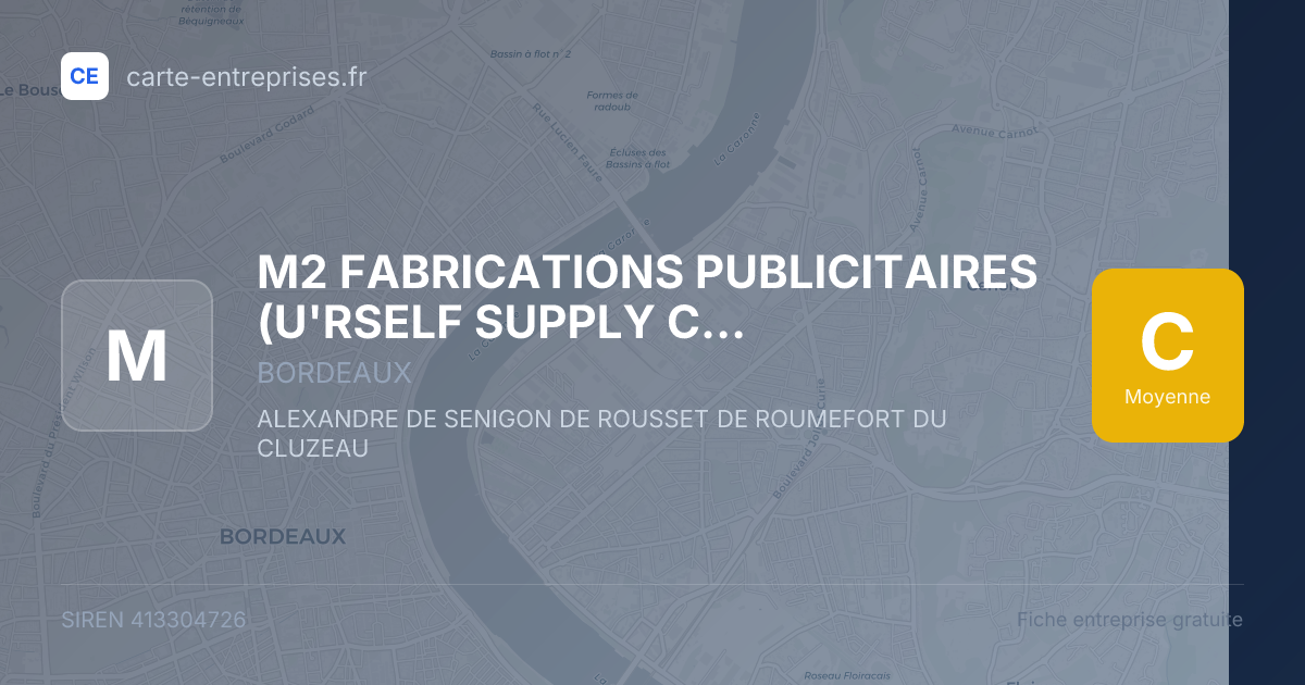 M2 FABRICATIONS PUBLICITAIRES (U'RSELF SUPPLY CHAIN) — 413304726 — fiche entreprise