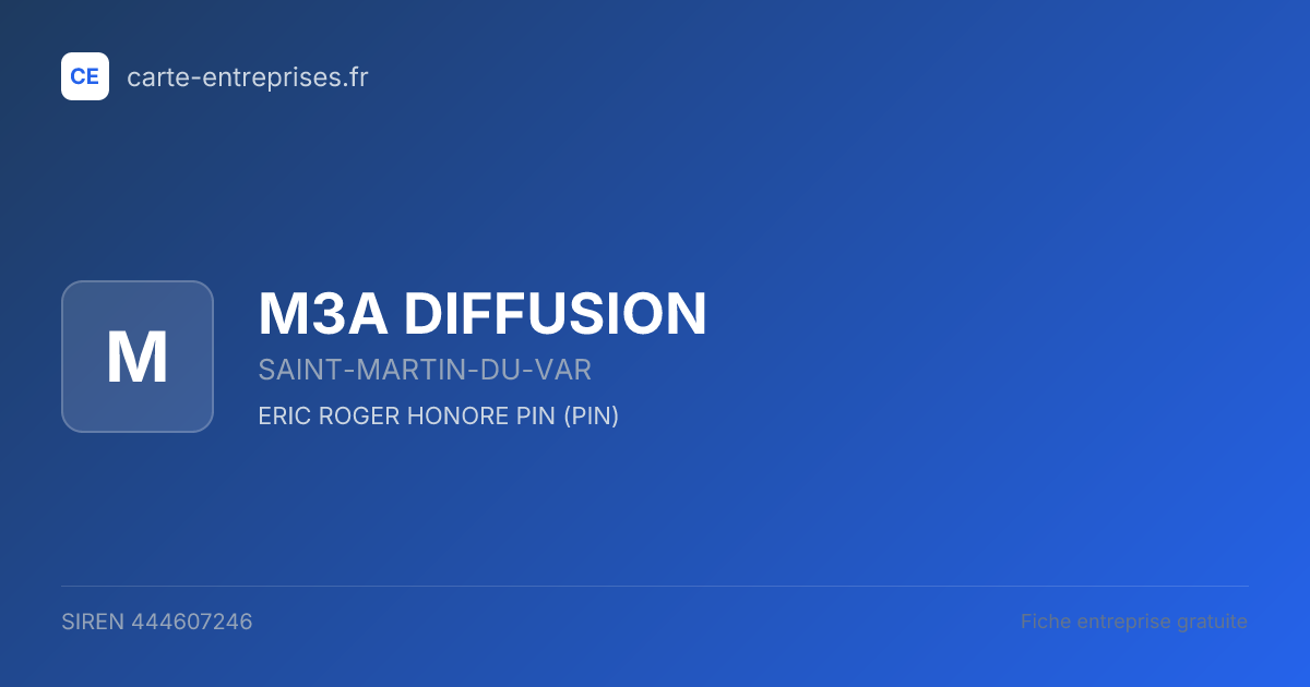 M3A DIFFUSION — 444607246 — fiche entreprise