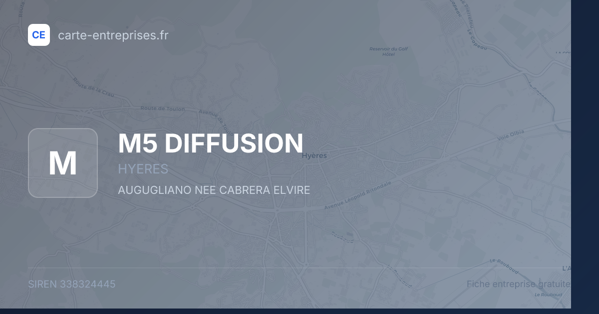M5 DIFFUSION — 338324445 — fiche entreprise