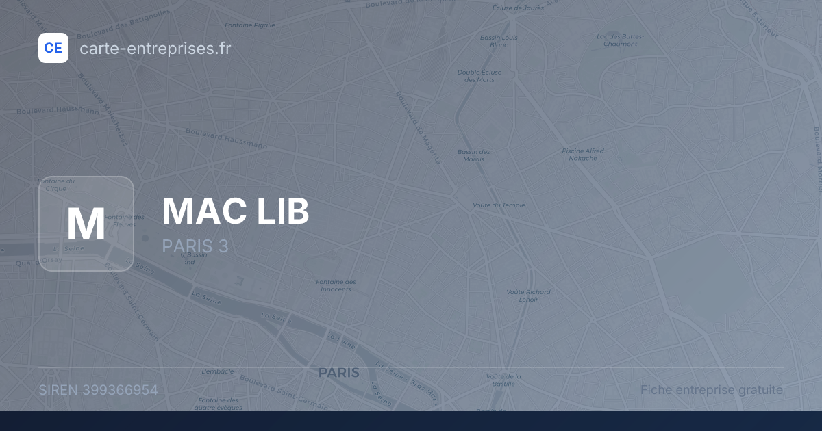 MAC LIB — 399366954 — fiche entreprise