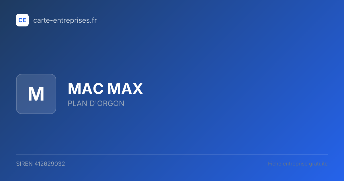 MAC MAX — 412629032 — fiche entreprise