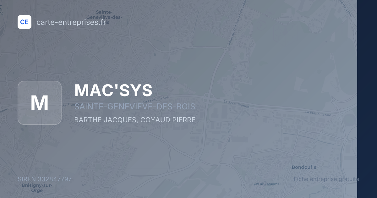 MAC'SYS — 332847797 — fiche entreprise