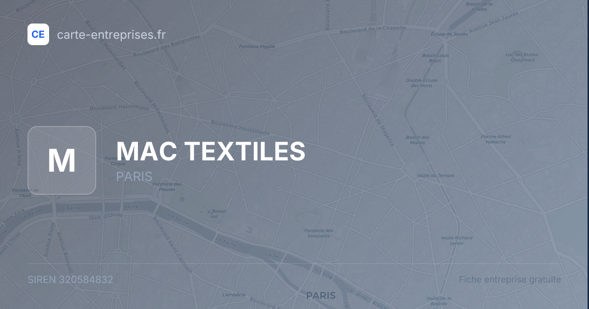 MAC TEXTILES — 320584832 — fiche entreprise