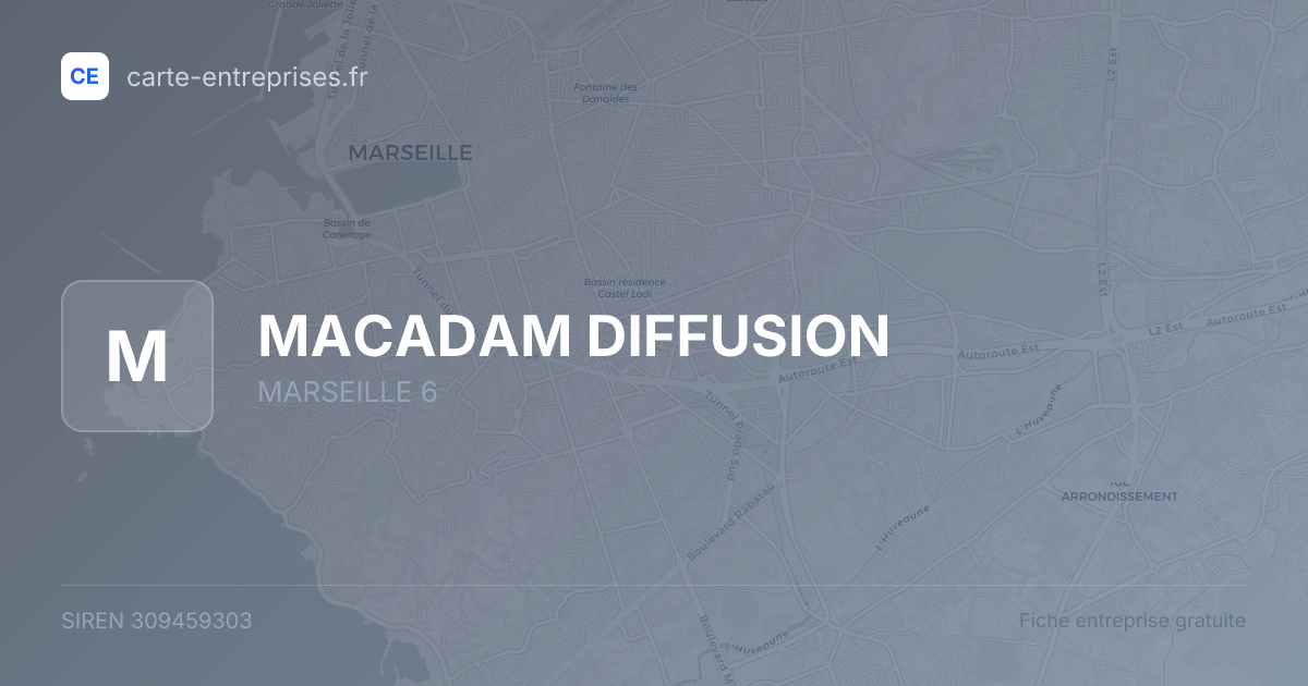 MACADAM DIFFUSION — 309459303 — fiche entreprise