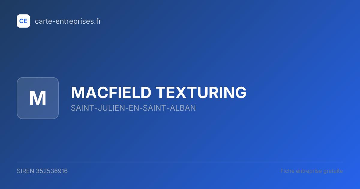 MACFIELD TEXTURING — 352536916 — fiche entreprise