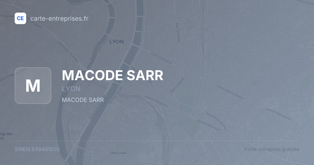 MACODE SARR — 849401005 — fiche entreprise