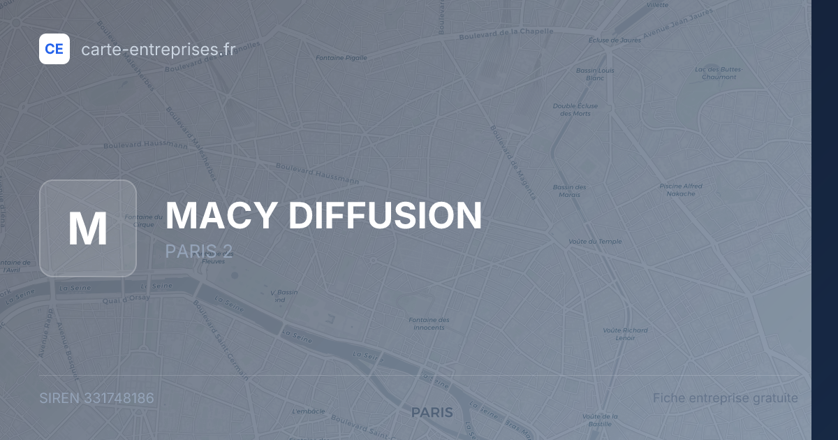 MACY DIFFUSION — 331748186 — fiche entreprise