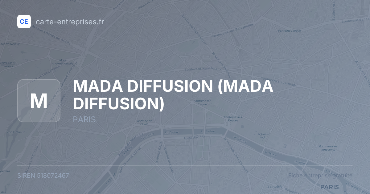 MADA DIFFUSION — 518072467 — fiche entreprise