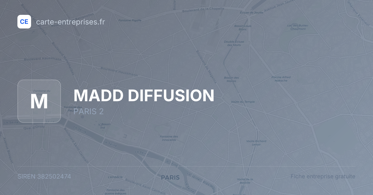MADD DIFFUSION — 382502474 — fiche entreprise
