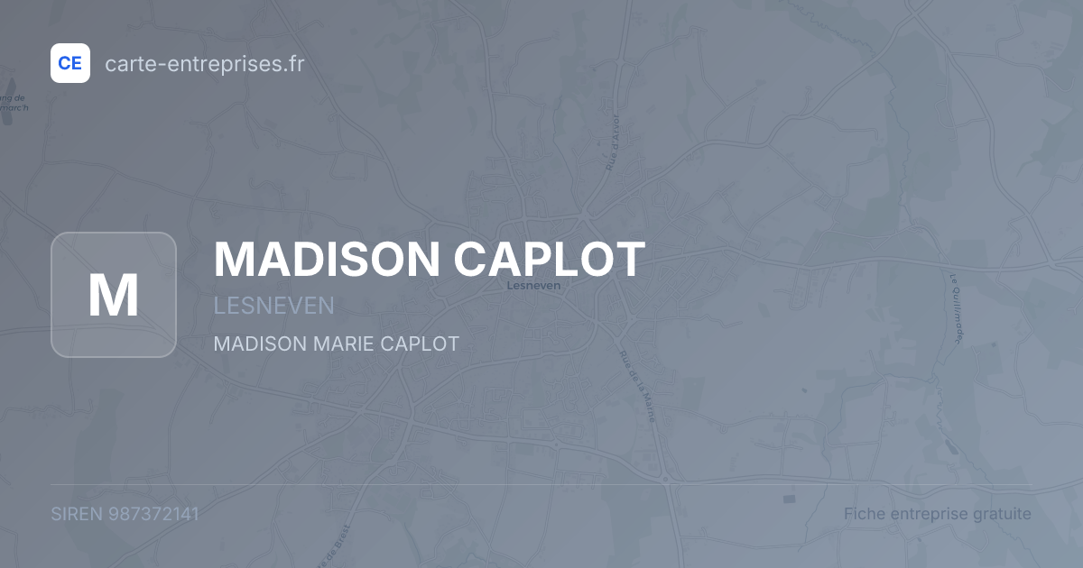 MADISON CAPLOT — 987372141 — fiche entreprise