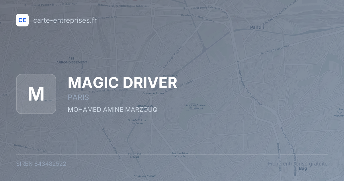 MAGIC DRIVER — 843482522 — fiche entreprise
