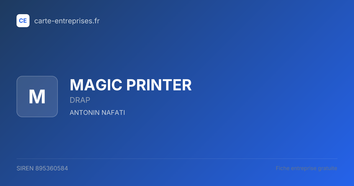 MAGIC PRINTER — 895360584 — fiche entreprise