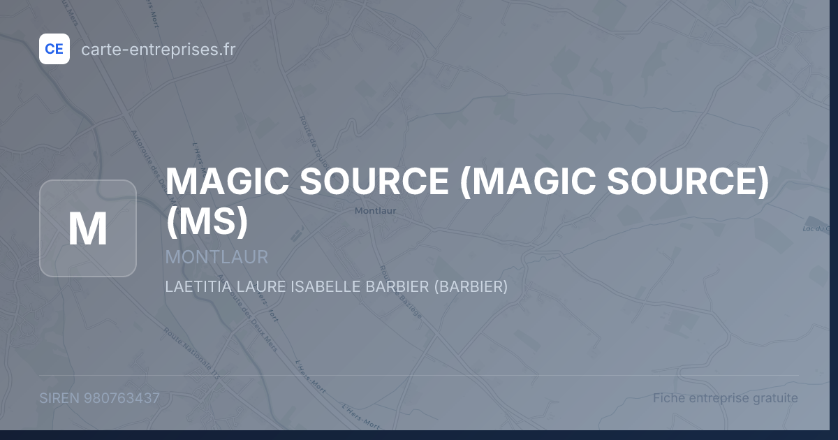 MAGIC SOURCE (MAGIC SOURCE) (MS) — 980763437 — fiche entreprise