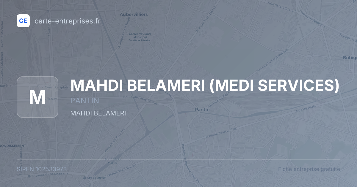 MAHDI BELAMERI (MEDI SERVICES) — 102533973 — fiche entreprise
