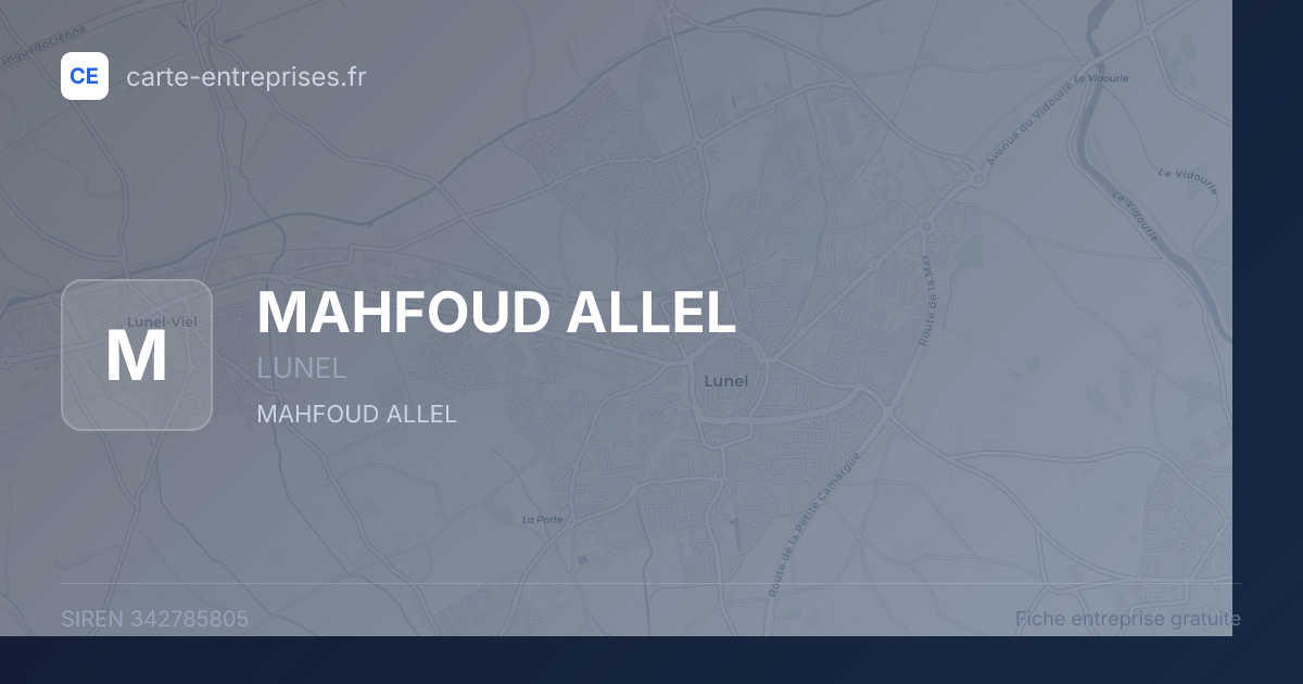 MAHFOUD ALLEL — 342785805 — fiche entreprise