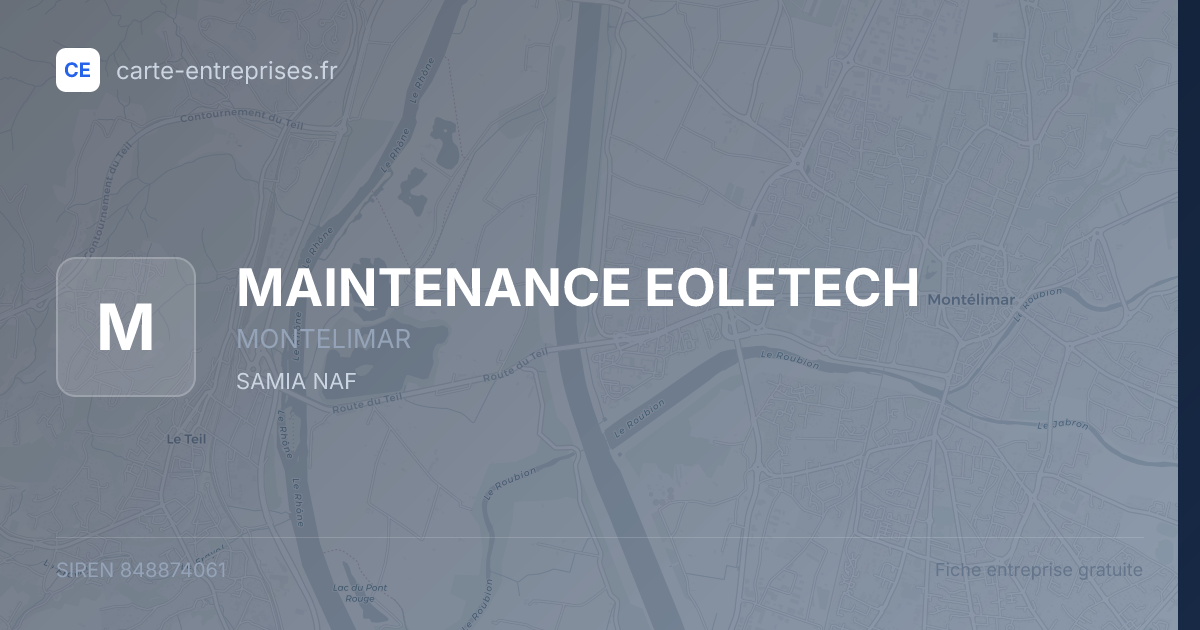 MAINTENANCE EOLETECH — 848874061 — fiche entreprise