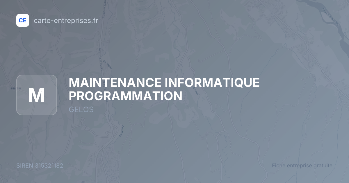 MAINTENANCE INFORMATIQUE PROGRAMMATION — 315321182 — fiche entreprise
