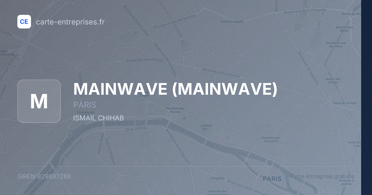 MAINWAVE — 929897288 — fiche entreprise