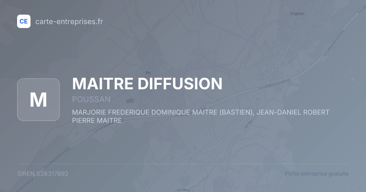 MAITRE DIFFUSION — 538317892 — fiche entreprise