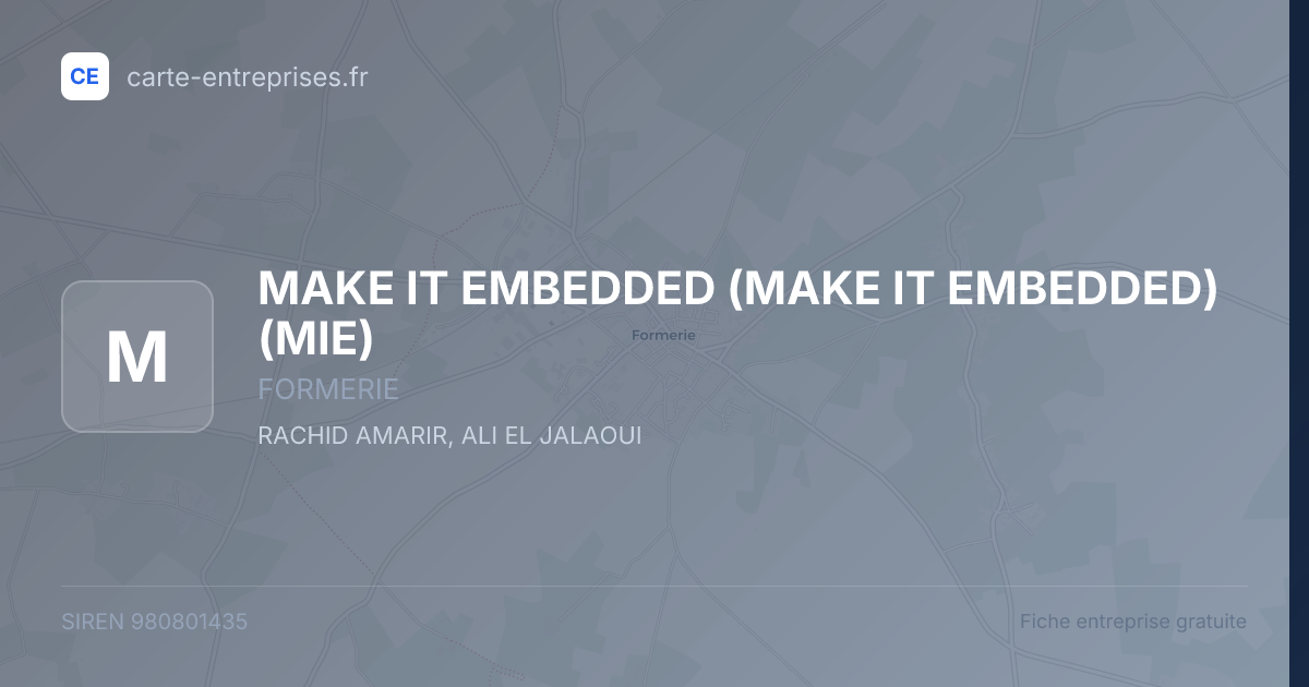 MAKE IT EMBEDDED (MAKE IT EMBEDDED) (MIE) — 980801435 — fiche entreprise