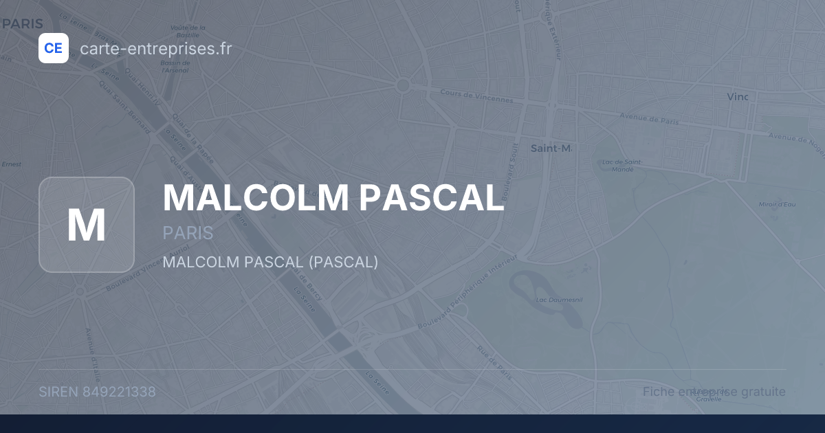 MALCOLM PASCAL — 849221338 — fiche entreprise