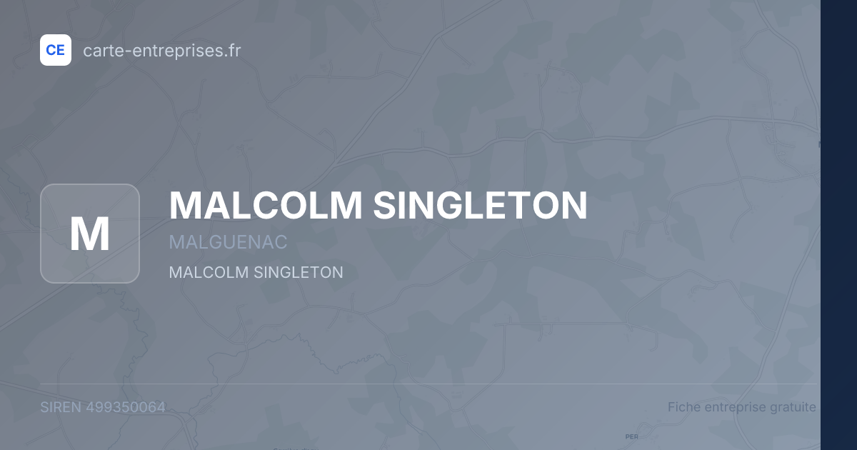 MALCOLM SINGLETON — 499350064 — fiche entreprise
