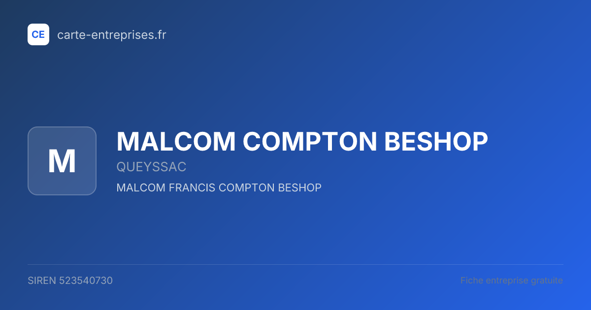 MALCOM COMPTON BESHOP — 523540730 — fiche entreprise