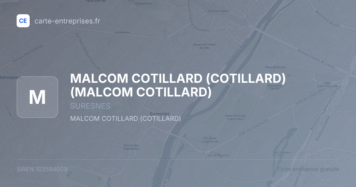 MALCOM COTILLARD (COTILLARD) (MALCOM COTILLARD) — 103584009 — fiche entreprise