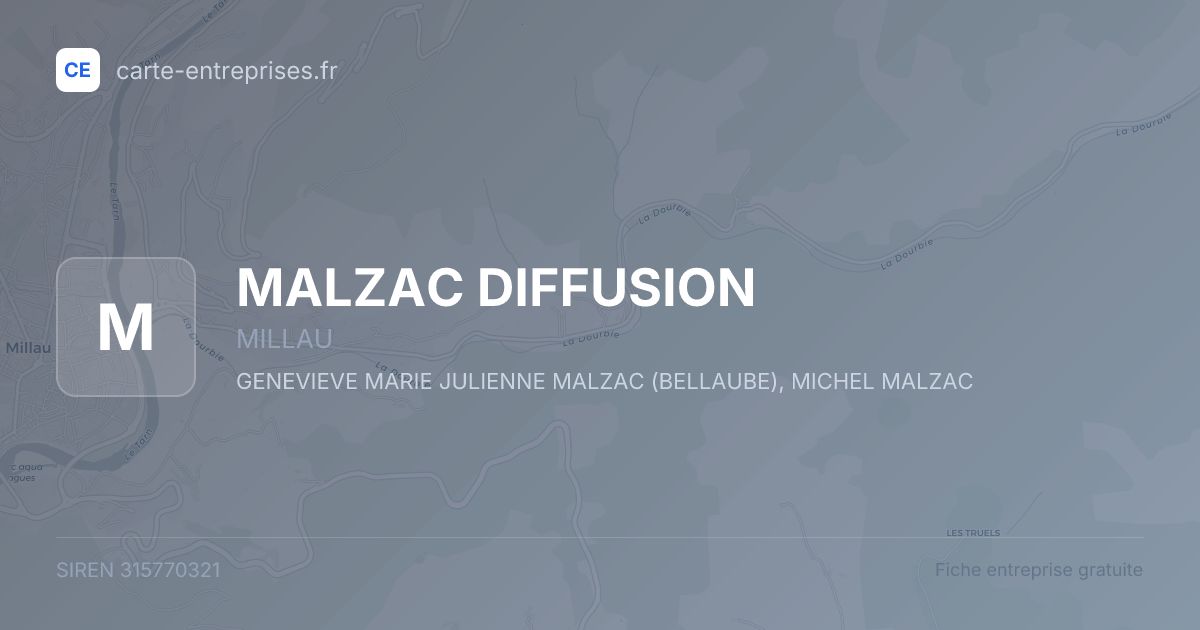 MALZAC DIFFUSION — 315770321 — fiche entreprise