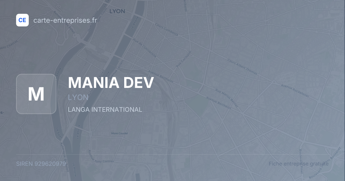 MANIA DEV — 929620979 — fiche entreprise