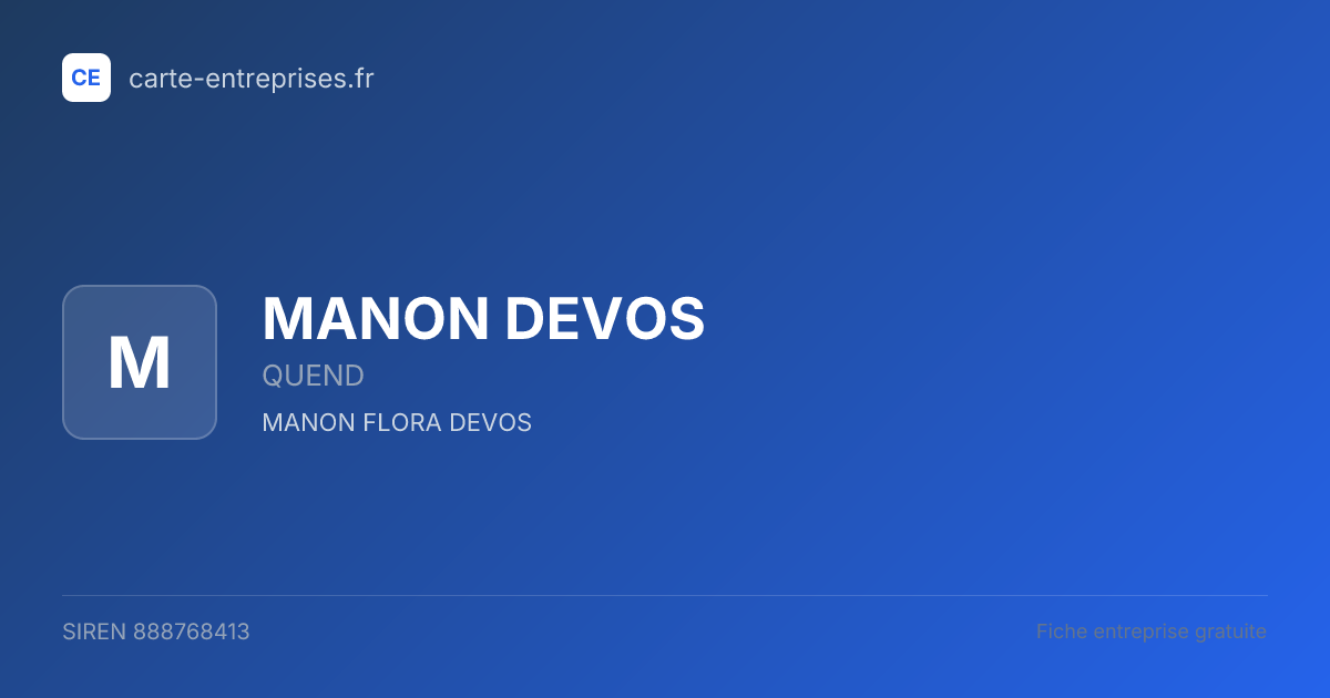 MANON DEVOS — 888768413 — fiche entreprise