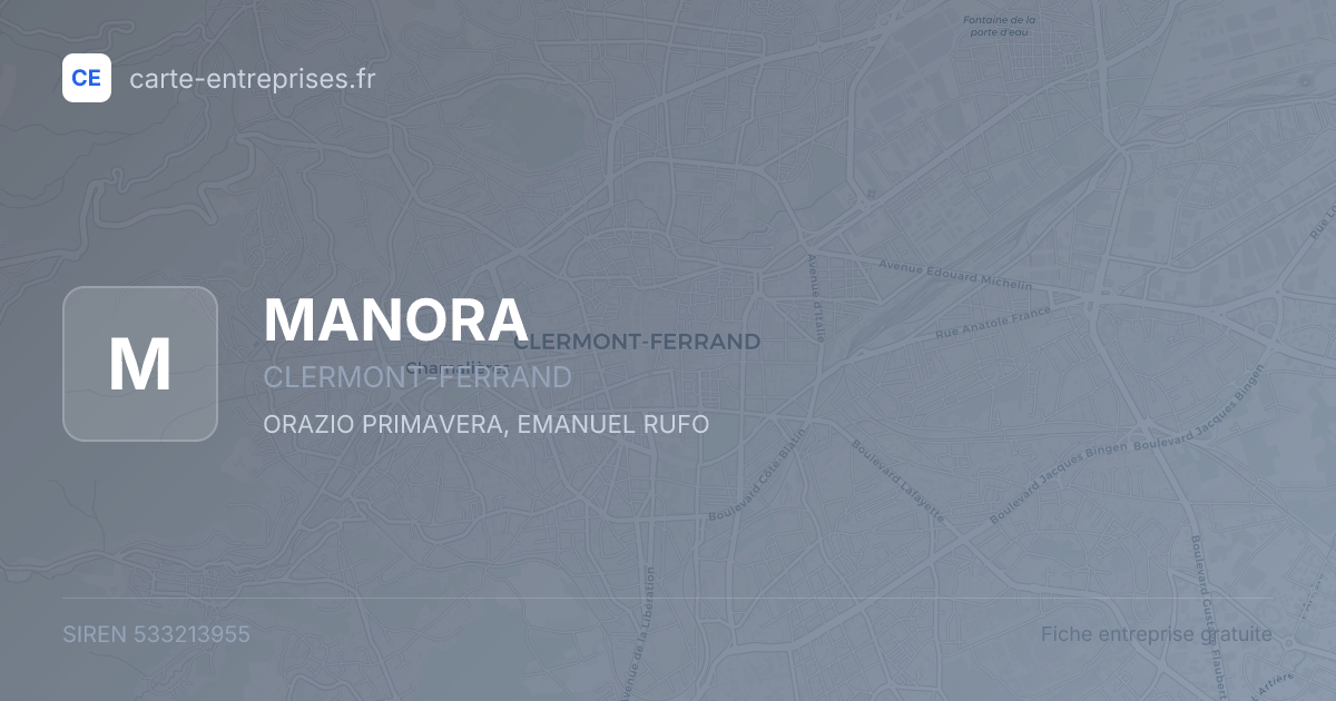 MANORA — 533213955 — fiche entreprise