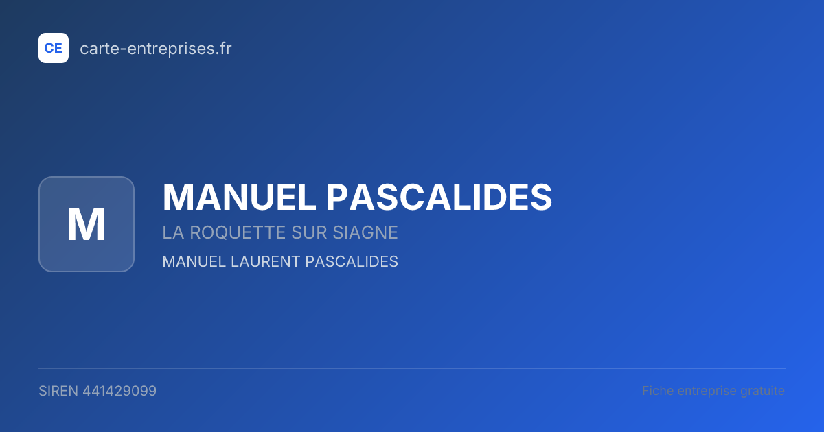 MANUEL PASCALIDES — 441429099 — fiche entreprise