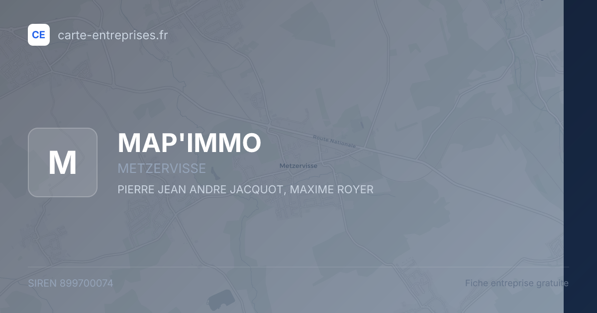 MAP'IMMO — 899700074 — fiche entreprise