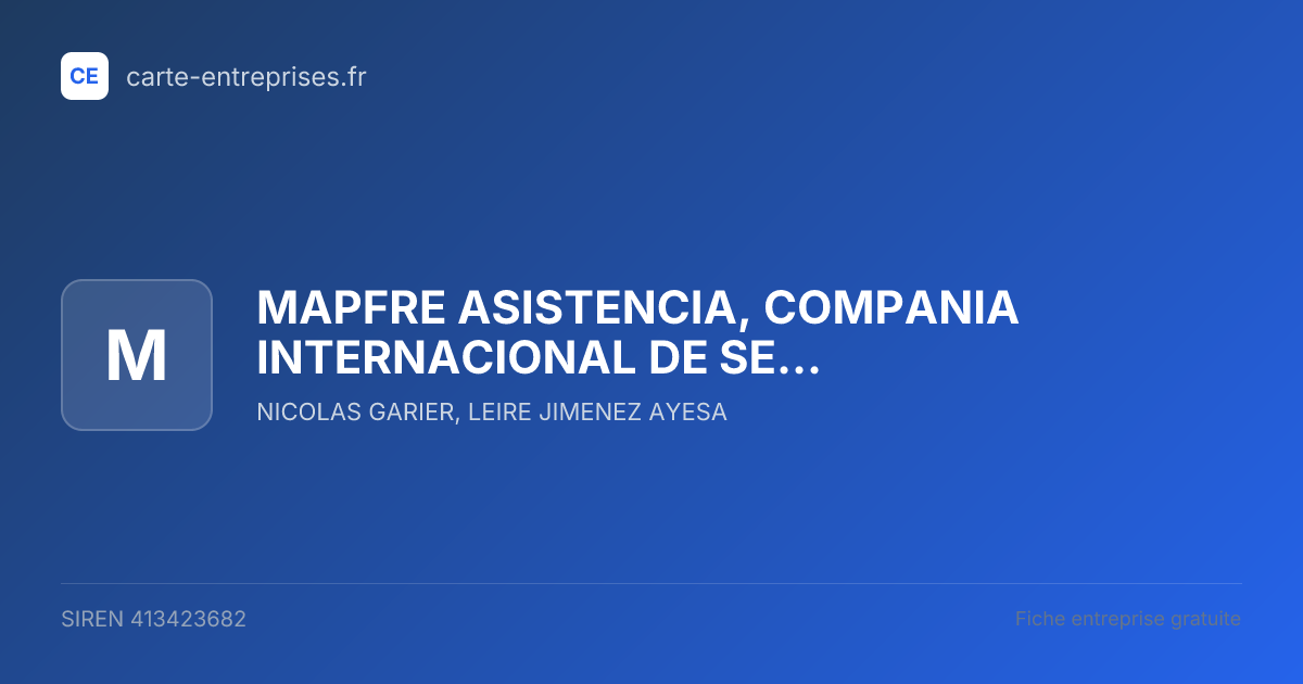 MAPFRE ASISTENCIA, COMPANIA INTERNACIONAL DE SEGUROS Y REASEGUROS — 413423682 — fiche entreprise