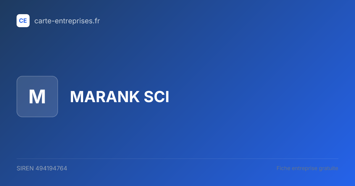 MARANK SCI — 494194764 — fiche entreprise