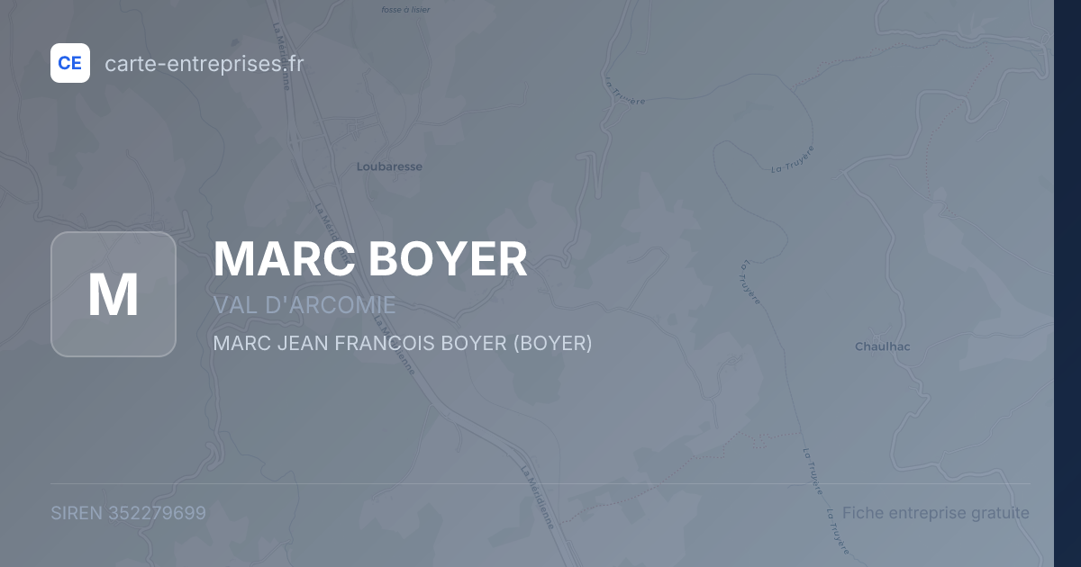 MARC BOYER — 352279699 — fiche entreprise