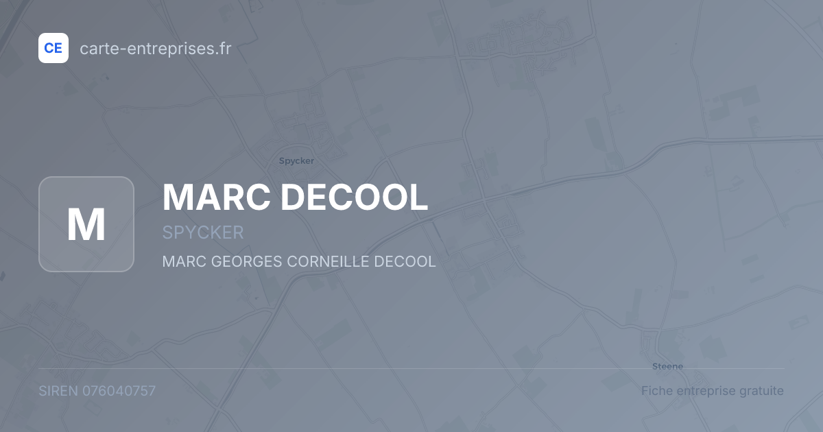 MARC DECOOL — 076040757 — fiche entreprise